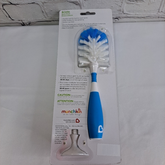 'MUNCHKIN' BOTTLE CLEANING BRUSH with SUCTION BASE STAND BLUE - Picture 10 of 12